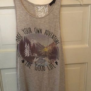 COPY - Beige tank with lace appliqué
